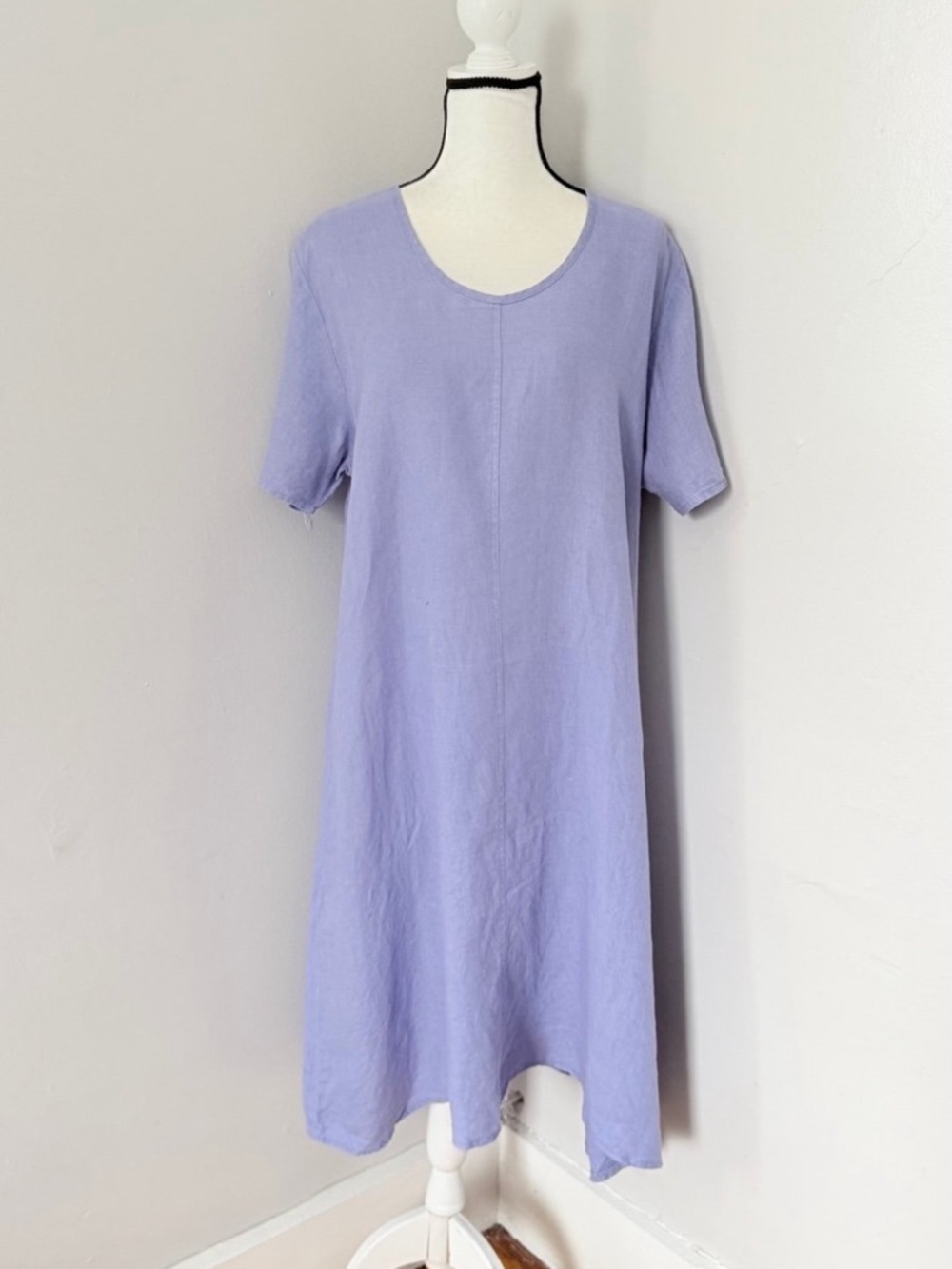Flax Lavender Purple Linen A Line Midi Dress Size M Lagenlook Cottagecore